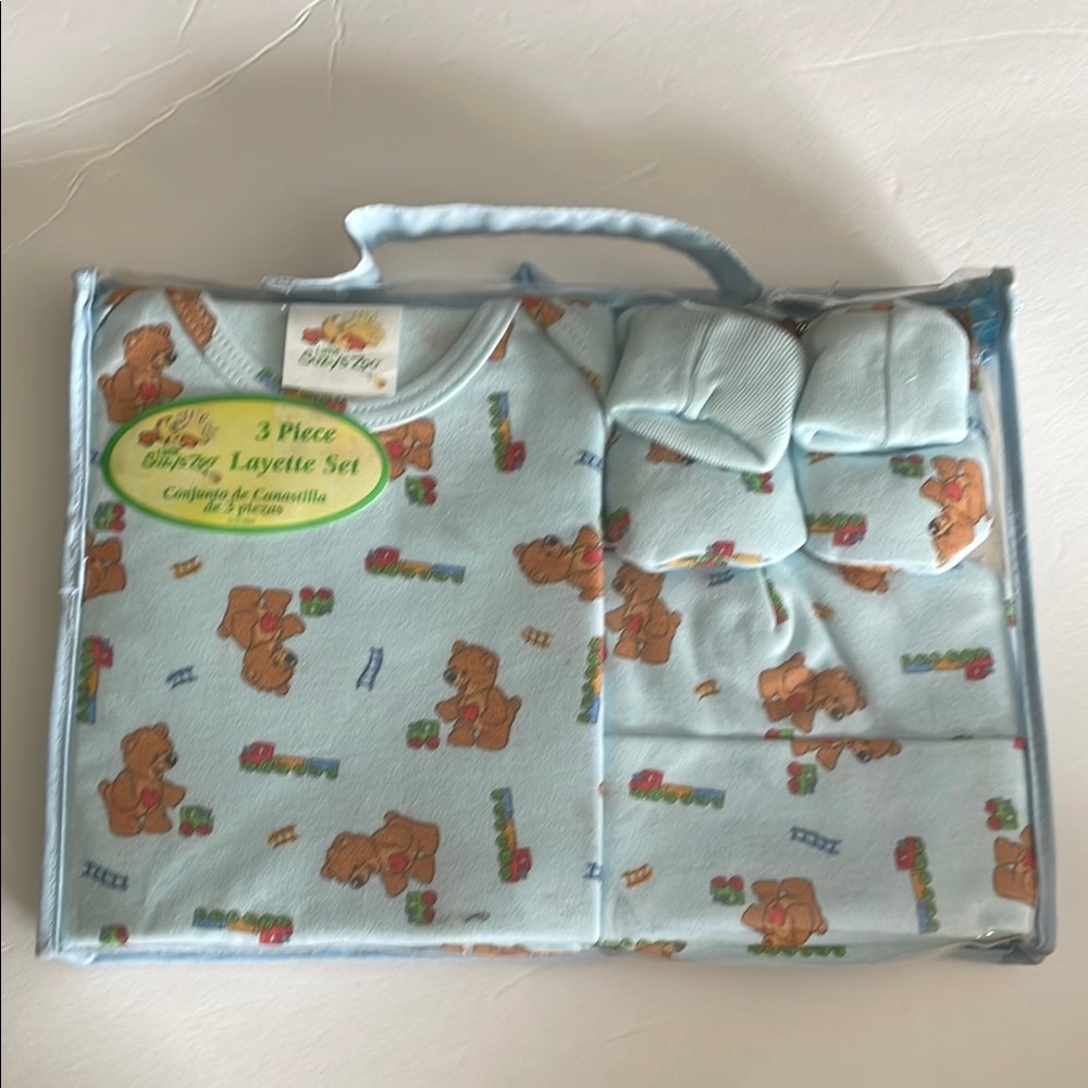 Suzy’s Zoo by Gerber  Blue Layette Set with  Boof Bear infant size 0-3 month NWT